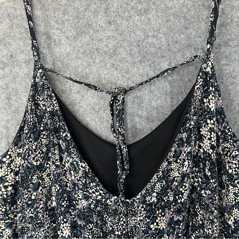MIMI CHICA Jumpsuit Sleeveless Rayon Floral Black Purple Blue Cream Size Medium - Picture 12 of 12